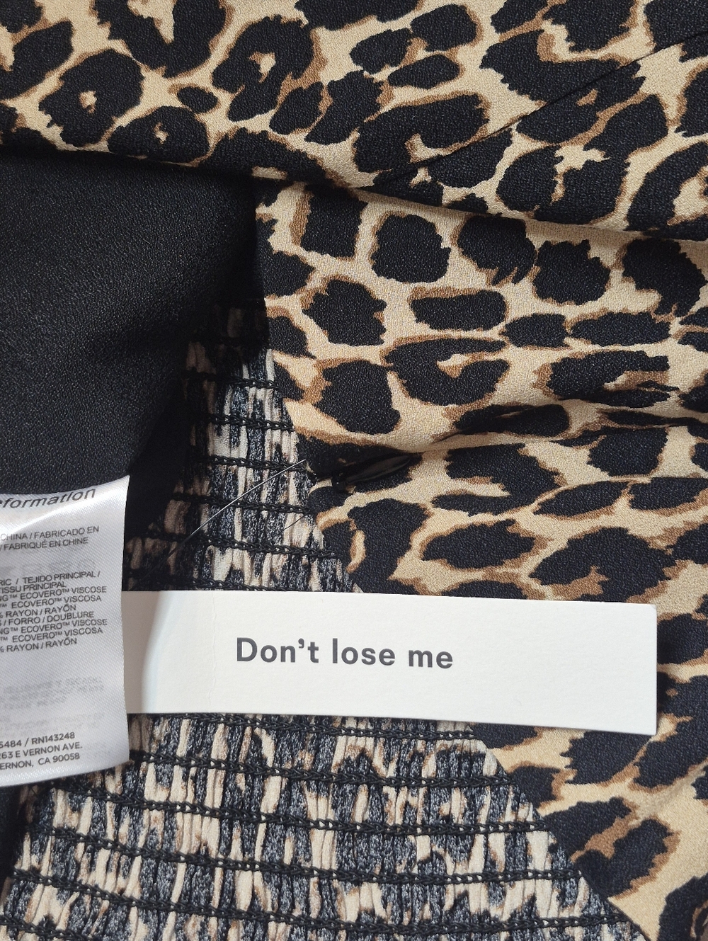 Reformation Inara Leopard Print Top NWT Silk Blend Ribbon Tie Smocked Back Chic - Picture 13 of 13